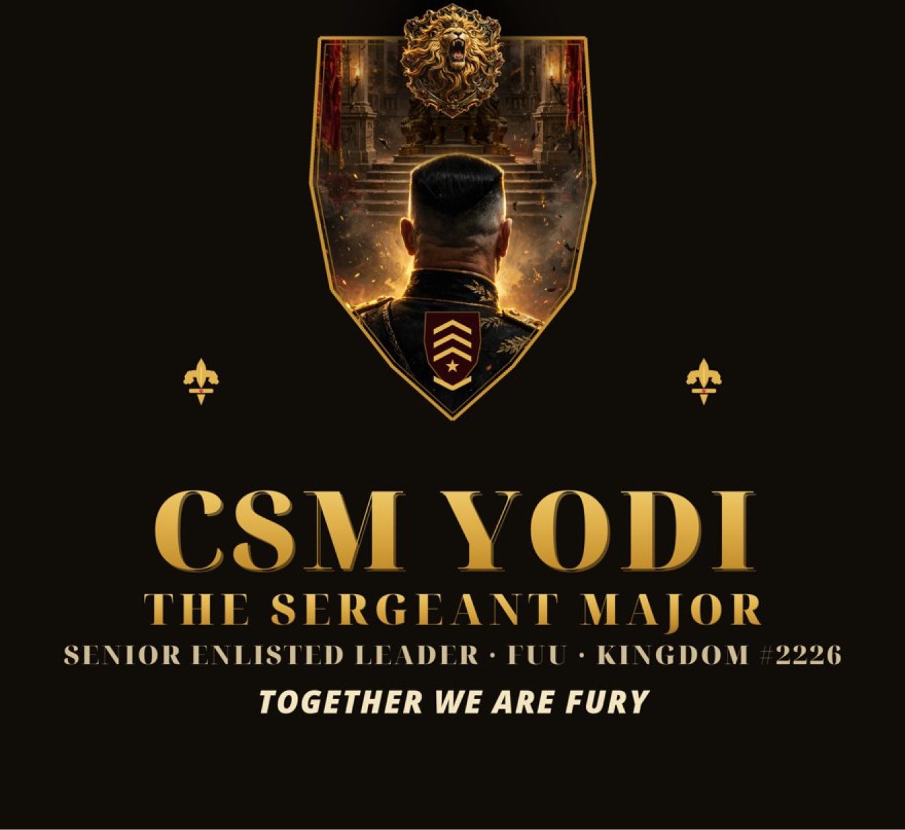 Pocta CSM Yodi — Sergeant Major zezadu, před trůnem FURY