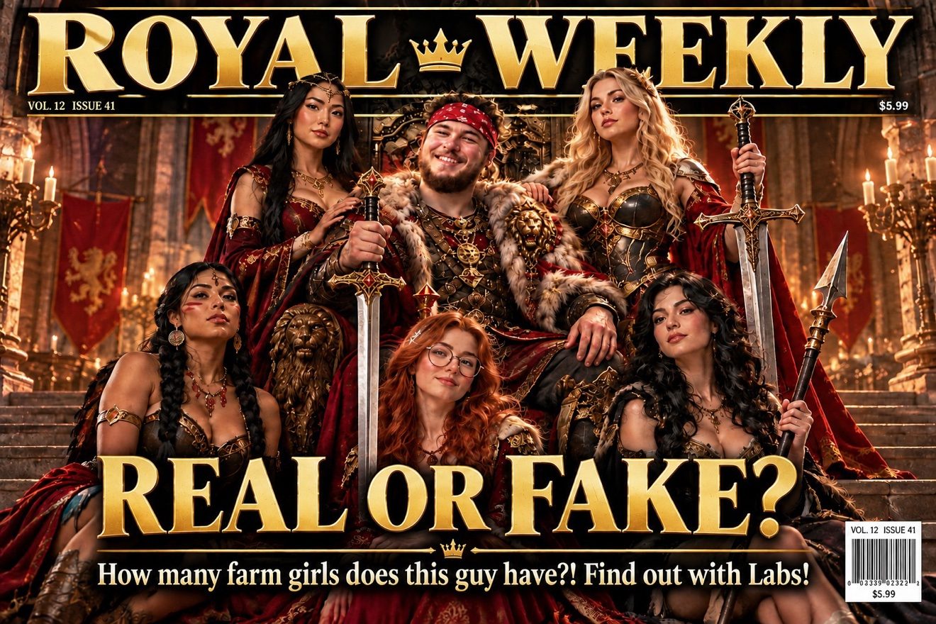 Obálka časopisu Royal Weekly — Labs na trůnu mezi královnami válečnicemi: Skutečné, nebo falešné?